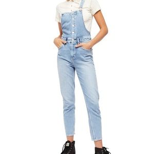 Free People Shelby Button Front Denim Overalls